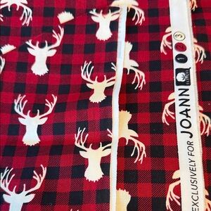 Red and Black Plaid Buck Fabric 1.5 yd